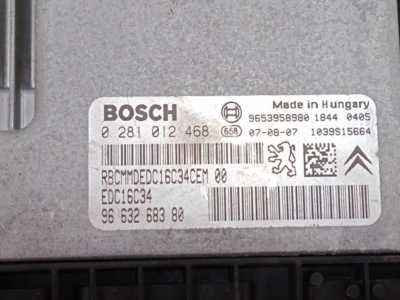 Recambio de centralita motor uce para citroën xsara picasso (n68) 1.6 hdi referencia OEM IAM 9663268380 0281012468 EDC16C34