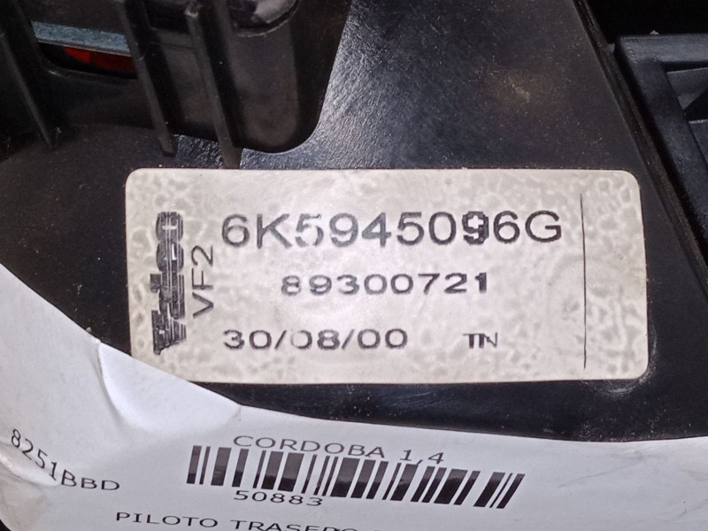 Recambio de piloto trasero derecho para seat cordoba 1,4 referencia OEM IAM 6K5945096G  