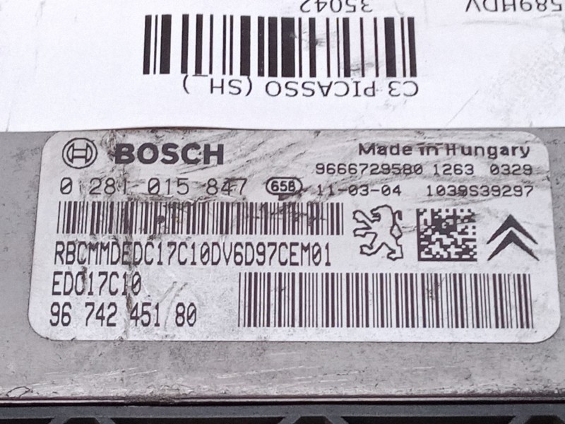 Recambio de centralita motor uce para citroën c3 picasso (sh_) 1.6 hdi referencia OEM IAM    Recambio de centralita motor uce para citroën c3 picasso (sh_) 1.6 hdi referencia OEM IAM