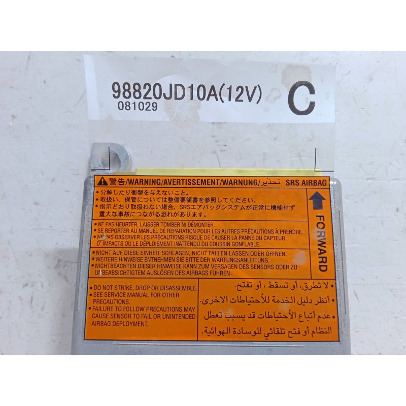 Recambio de centralita airbag para nissan qashqai / qashqai +2 i (j10, nj10, jj10e) 1.5 dci referencia OEM IAM 98820JD10A  