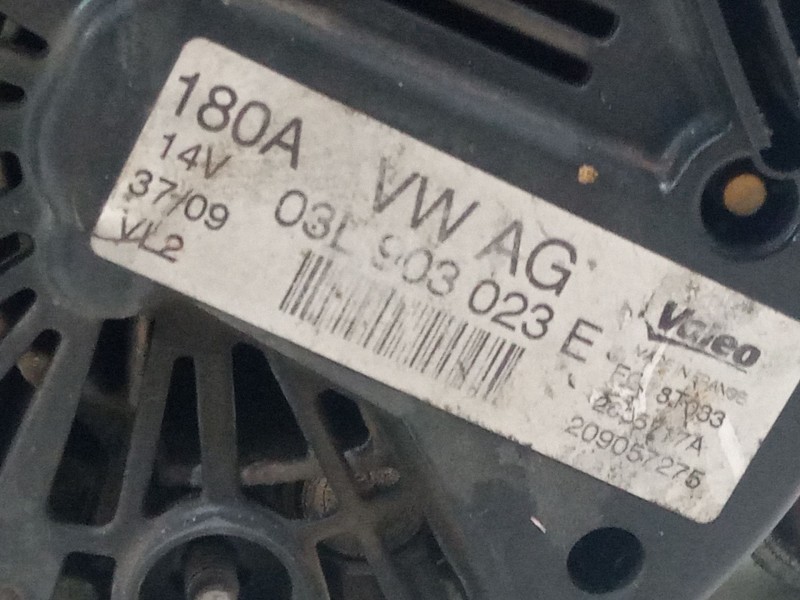 Recambio de alternador para volkswagen passat cc b6 (357) 2.0 tdi 4motion referencia OEM IAM 03L903023E  