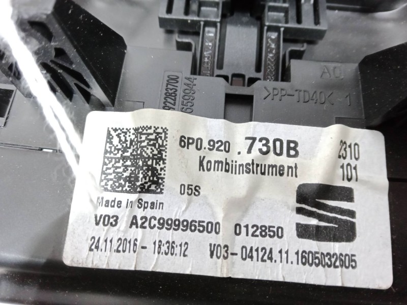Recambio de cuadro instrumentos para seat ibiza iv (6j5, 6p1) 1.0 referencia OEM IAM 6P0920730B  A2C99996500