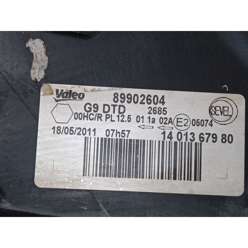 Recambio de faro derecho para peugeot expert furgoneta (vf3a_, vf3u_, vf3x_) 2.0 hdi 120 referencia OEM IAM 1401367980  