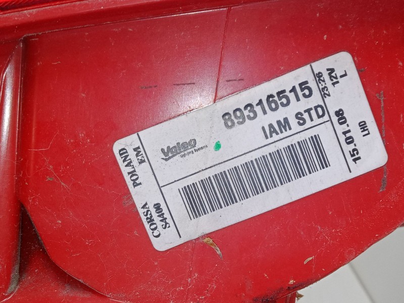 Recambio de piloto trasero izquierdo para opel corsa d (s07) 1.3 cdti (l08, l68) referencia OEM IAM 89316515  