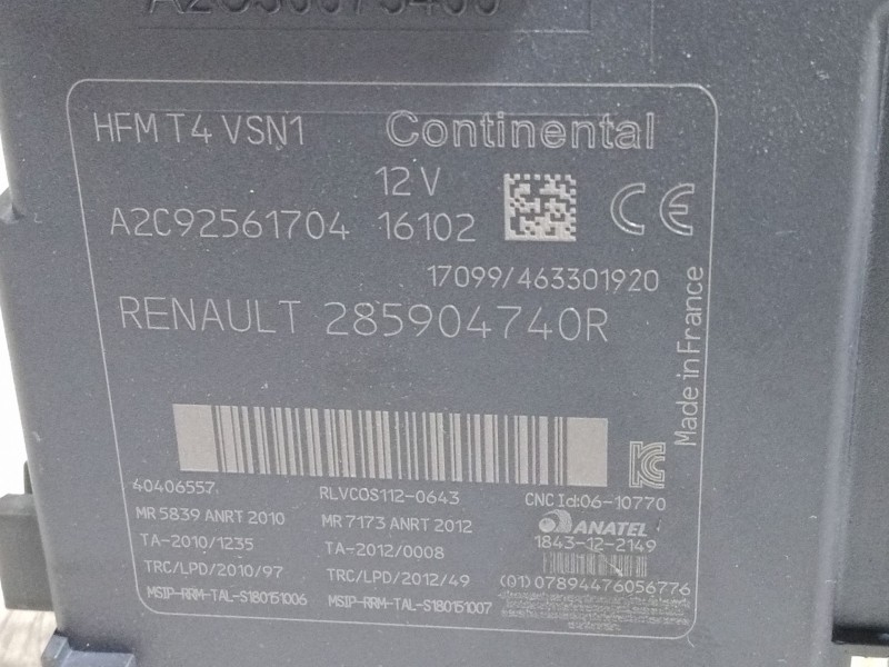 Recambio de clausor para renault captur i (j5_, h5_) 1.2 tce 120 referencia OEM IAM 285904740R  