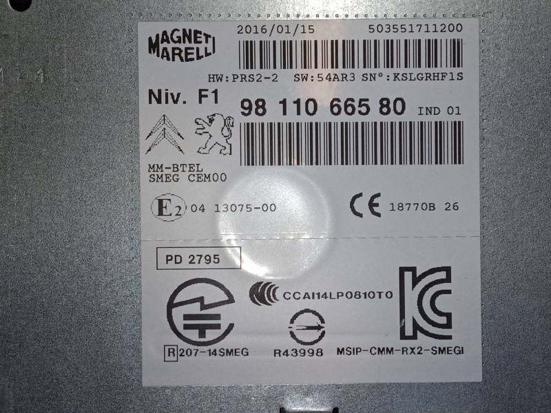 Recambio de radio pantalla para peugeot 2008 i (cu_) 1.2 vti referencia OEM IAM 9811066580  9812862880